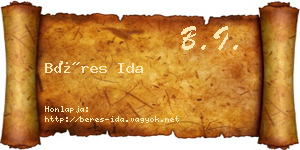 Béres Ida névjegykártya