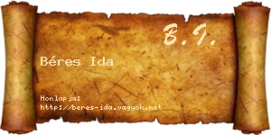 Béres Ida névjegykártya